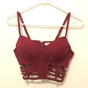 Burgundy Bustier Bralette Crop Top